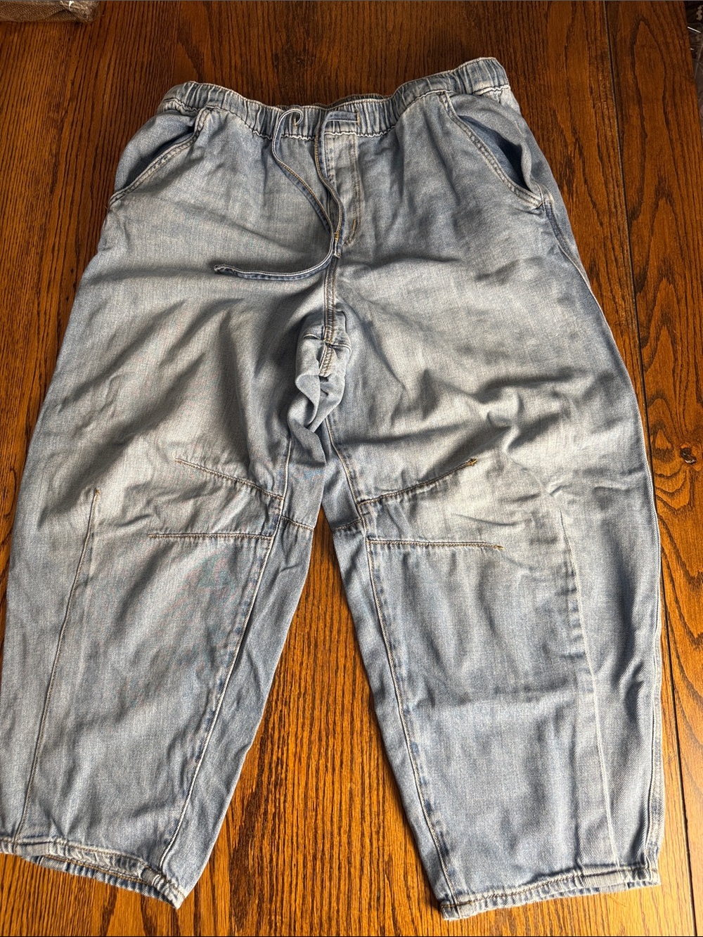 Torrid Barrel Leg Jeans Size 12 Light Wash Drawstring High Rise Relaxed